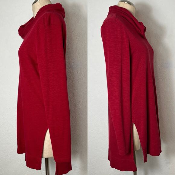 J.Jill Pima Cowl Neck Tunic Top red, long sleeve, size S, made in Peru - Picture 3 of 7